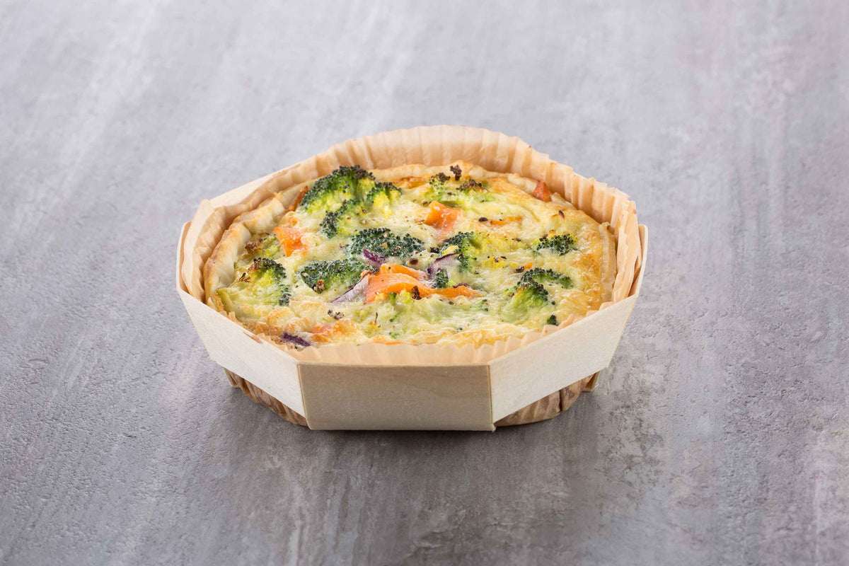 quiche prepped and baked in octo 145 wooden baking mold